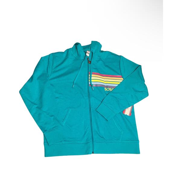 Skechers Jackets & Blazers - Skechers Petco Jacket Bob Blue Rainbow Stripes Full Zip Hoodie Women's Size L